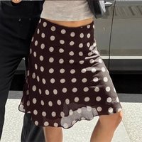 Women's Vintage Polka Dot Mini Skirt Fashion Chiffon A-line Ruched Skirts 2026 Summer Female Sexy Streetwear Casual Woman Skirt