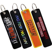 Trendy Quote Embroidered Keychains "No Risk No Fun" Humorous Key Rings Colorful Car Bag Key Accessories Cool Gift