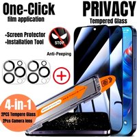 2Pcs Anti Spy Tempered Glass for iPhone 17 16 15 Pro Max 15 14 16 Plus 14 13 12 11 Pro 16e 17 Air With 2Pcs HD Camera Lens Glass