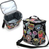 Large capacity fresh-keeping ice pack printed handbag with crossbody style insulation bag