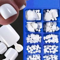 120PCS Press In Toenail For Women, White Nail, Acrylic Nail Tip, Short Square Nail, Artificial Toe Nail Press