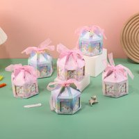 10pcs Carton Unicorn Candy Bags Pink Blue Candy Box for Kids Unicorn Happy Birthday Party Decorations Baby Shower Box Supplies