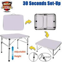 EFAN Adjustable Height Folding Camping Table - Portable Picnic Desk with Carry Handle for Indoor Outdoor Garden Party BBQ