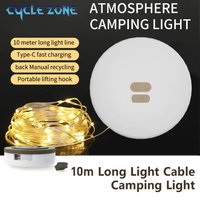 10m LED Portable Camping Lamp Type-C Rechargeable Lantern Light String Lights with Hook Outdoor Tent Garden Party Festival Decor