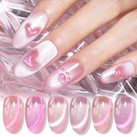 AWStorG 6 Colors Pink Cat Eye Gel Polish Holographic Glitter Shimmer Translucent Jelly Color Magnetic Nail Polish Salon DIY at H