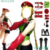 Killer Bee Costume Wig Cammy White Cosplay SF Fighter Green Jumpsuit Bodysuit Wig Game RolePlay Outfit Halloween Sexy Party Suit