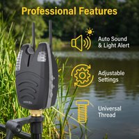 Hirisi 2pcs Waterproof Carp Fishing Bite Alarm with Snag Bar Blue LED Fish Bite Indicator Fishing Accessories B1139