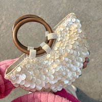 NEW wood Top-Handle White Crystal Clutch Bag High Quality Women's Wedding hand woven Handbags Fashion Bags