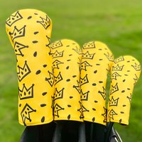 1pc/4pcs Driver, Fairway, Hybrids Golf Headcover - Cheese Crown Golf Club Covers for - Golf Headcover for Men/Women Golfer