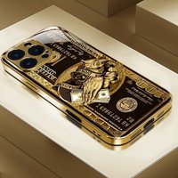 Creative Wealth Pattern Gold Paint Glass Phone Case For iphone 17 16 15 14 13 12 11 Pro Promax Plus Cover Anti-drop protection