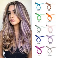 Colorful Clip in Synthetic Hair Extensions Party Highlights Rainbow Long Straight Hairpieces Colored Hair Extensions for Cosplay