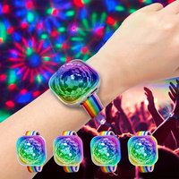 Portable LED Lamp Night Strobe Watch Bracelet USB Charging Voice Controlled with Suction Cup for Room Decor Car Dance Club Party