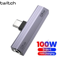 100W/10W USB Type C to 3.5MM Jack Earphone Adapter Fast Charging 2 in 1 USB-C 3.5mm Audio Converter For IPhone 15 16 17 Samsung