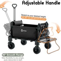 2-in-1 Heavy Duty Folding Garden Wagon Cart with Lounge Chair – Collapsible Outdoor Utility Cart – Large Capacity, Carbon Steel