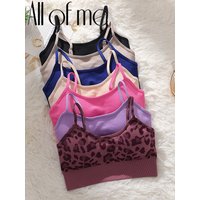 Thin Strap Ribbed Crop Top Seamless Padded Bralette Soft High Stretch Sleeveless Sports Bra Casual Daily Yoga Fitness Tank Top