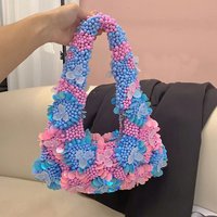 Women Handmade Bead Bag Crystal Top Handle Bag For Women Purses And Handbag Flower Evening Bags