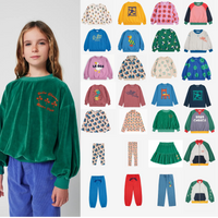 2025 children's sweater cotton versatile velvet thick backing pullover sweater children boys sweater sweatpants t-shirt set