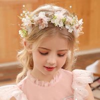 Girl's Forest Style Pearl Wreath Headband Fairy Beauty Flower Child Hair Accessory Birthday Princess Theme