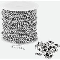 10m Stainless Steel Bead Ball Chains Roll with 50pcs Connectors Clasps for DIY Dog Tag Necklace Keychain Jewelry Making Supplies