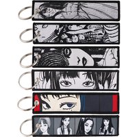 Horror Manga Key Ring Embroidery Key Fobs Holder Anime Women Keychain for Motorcycles Key Tags Jewelry Decorations