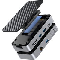 ORICO USB C 12-in-1 Docking Station HUB with Cooling Fan M.2 NVMe SATA SSD Enclosure External 10Gbps HDMI-Com RJ45 SD/TF M2P11
