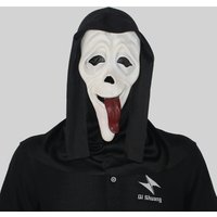 Maska Krzyk Czerwony Język Nakrycie Głowy Bal Maskowy Straszny Duch Twarz Nakrycie Głowy Impreza Halloweenowa Rekwizyty do Parodii