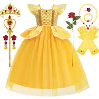 Disney Princess Dresses Girls Belle Party Costume Children Halloween Birthday Flower Clothes Beauty and The Beast Fancy Disguise