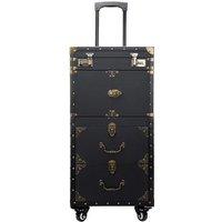 New black large capacity Trolley Cosmetic case Rolling Luggage,Multi-layer Beauty Tattoo Salons Trolley Suitcase makeup toolbox