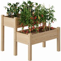 Two Tier Elevated Raised Garden Bed With Legs, 34"x34"x29" Large Outdoor Planter Box For Patio & Backyard, 8 Drainage Holes