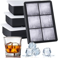LMETJMA Large Ice Cube Trays with Lids Silicone Ice Cube Square Molds BPA Free Ice Cube Molds for Whiskey Cocktails JT09
