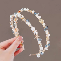 1/2 Pack Starfish Shell Pearl Headband, Ocean Forest Style, Suitable for Date Outfits / Beach Vacation / Wedding Accessories