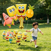 Amine SpongeBob SquarePants Kids Birthday Set Number 1-9st Foil Balloon Baby Shower Happy Birthday Party Background Decor Gifts