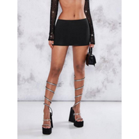 Women Black Solid Color Low Waist Mini Skirt Casual Slim Fit Bodycon Micro Skirt For Daily Wear Streetwear & Nightclub Style