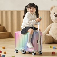 Gradient Color kids' Luggage Can Ride Small Travel Boarding Box with Cup Holder and Combination Lock 20/22inch Suitcase Children