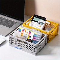Makit 1pc Multipurpose Plastic Storage Basket: Mini Foldable Desk Organizer for Office Supplies & Daily Essentials