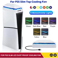 New For PS5 Slim w RGB LED Light Game Host Radiator Top Dust-proof Heat Dissipation Fan Top Cooling Fan for PS5 Slim Console