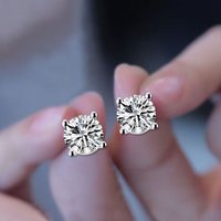 Luxury Brand Jewelry 925 Sterling Silver AAAAA Zirconia Four-claw Earrings for Women & Men Engagement Jewelry Gift