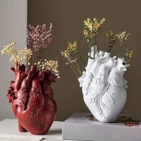 Nordic Anatomical Heart Shaped Vase Resin Flower Pot For Table Decorative Anatomy Themed Design Flower Holder for Tabletop Home