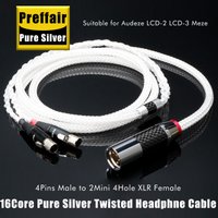 Mini XLR/4.4/2.5/6.35mm 16Cores Pure Silver Upgrade Earphone Cable HiFi for Sundara Ananda HE4XX HE560 HE-350 HE1000se