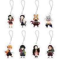 Acrylic Kimetsu No Yaiba Phone Charms Funny Pendant Small Pendant Keyring Anime Kimetsu No Yaiba Mobile Phone Chain Keychain