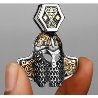 Viking Classic Stainless Steel Warrior Helmet Pendant Necklace Men Domineering Mixed Gold Color Jewelry Nordic Rune Amulet Gift