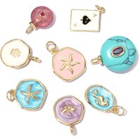 3pcs/Lot Enamel Spade A Poker Copper Zircon DIY Bracelet Charm Women Paw Starfish Star Boots Pendant Necklace Making Jewelry