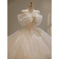 Customized Bling Bling Glitter Wedding Dresses Sequins Beads Ball Gown Bridal Gowns Formal Lace Up Floor Length White Gown