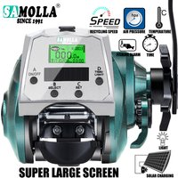 SAMOLLA New Large Electronic Fishing Reel Sea Solar+Usb charging Large Display Screen Temperature/Air Pressure Baitcasting Reel