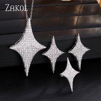 ZAKOL Classic Shooting star Cubic Zirconia for Women Jewelry Set Bridal Wedding Party Jewelry Earrings Necklace Rings Set 2026