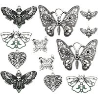 10/12pcs Hollow Moth Butterfly Design Charms Alloy Halloween Decoration Pendants for DIY Jewelry Making Accessories