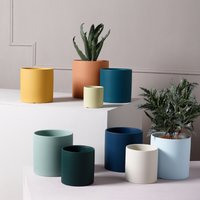 Pot de fleurs cylindrique en céramique colorée, jardinière succulente de style nordique, pots de fleurs avec trou, décoration de jardin