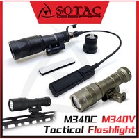 SOTAC M340V Flashlight Strobe/Constant White LED Weaponlight Tactical M340C Scout Light w/ Tail Cap & Tail Switch Fit 20mm Rail