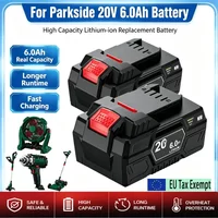 Für Parkside 20V Full Range Werkzeugakku, 20V 6,0Ah Schnellladender Lithium-Ionen-Akku, Geeignet für Parkside Kettensägen-Bohrmaschinen PAP 20 B3/PAP 20 A3/PAPS 208 A1 Modelle
