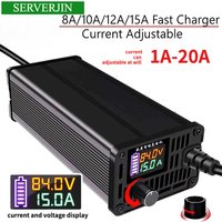 10A 15A 24V 48V 58.4V 72V 60V 84V Li-ion Lifepo4 Lithium Battery Charger Curren Adjust 13S 54.6V Fast Charge 8S 16S 20S 24S part